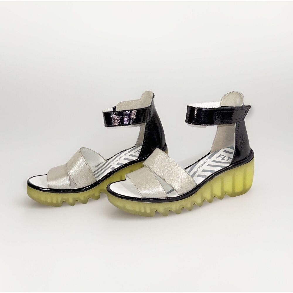 Fly London Black and Silver Sandals